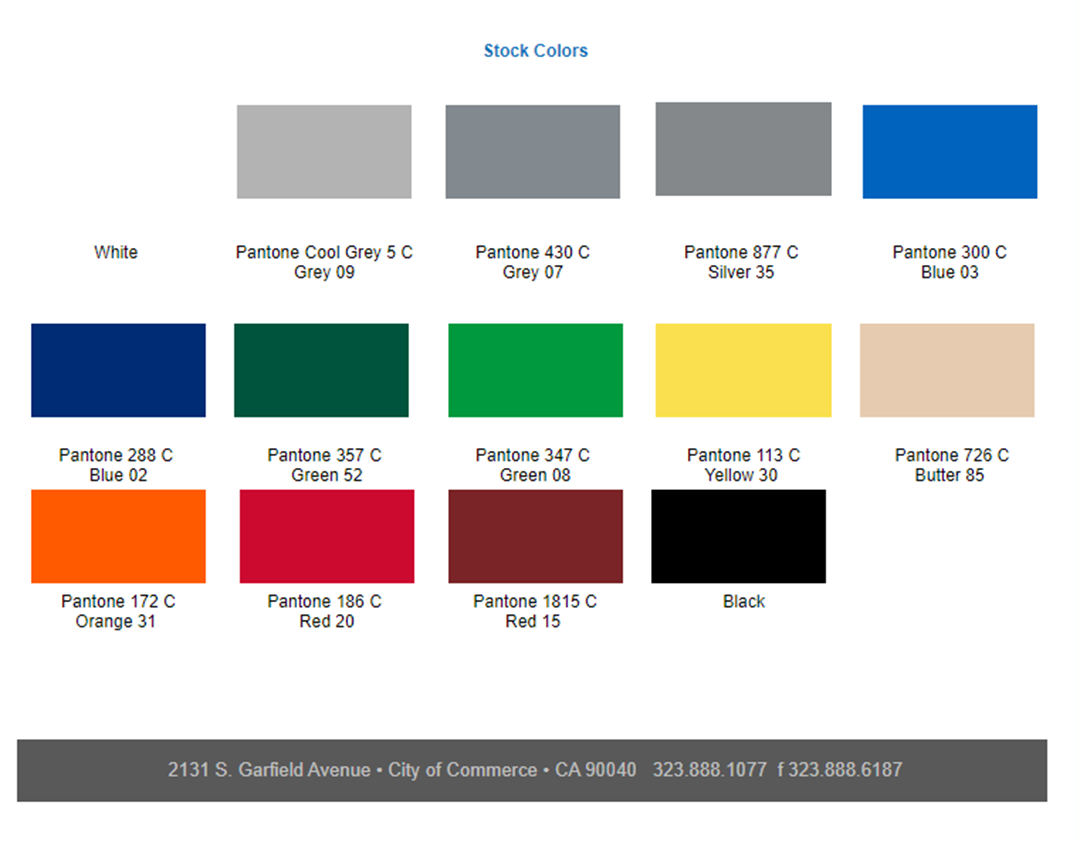 Standard Stock Colors – API Kirk Containers